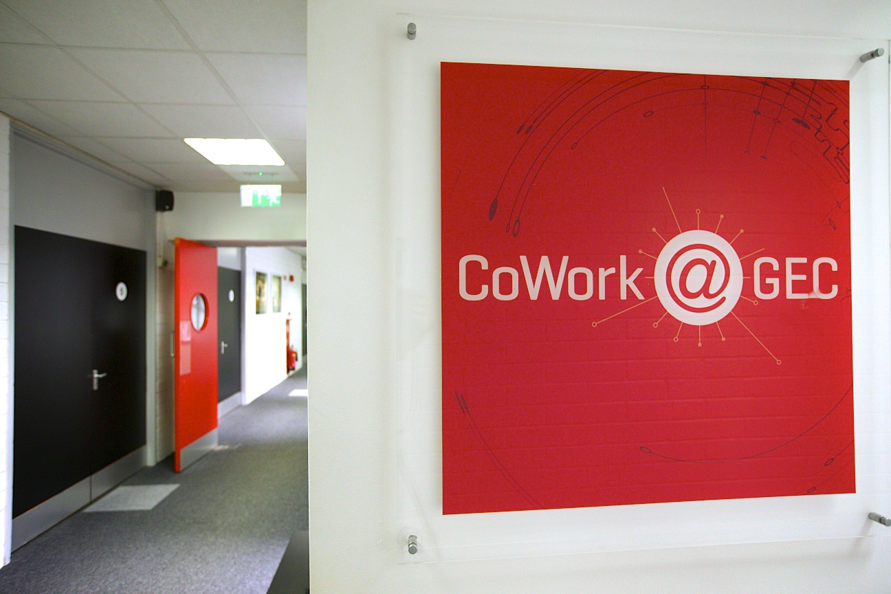 GEC CoWorking space sign